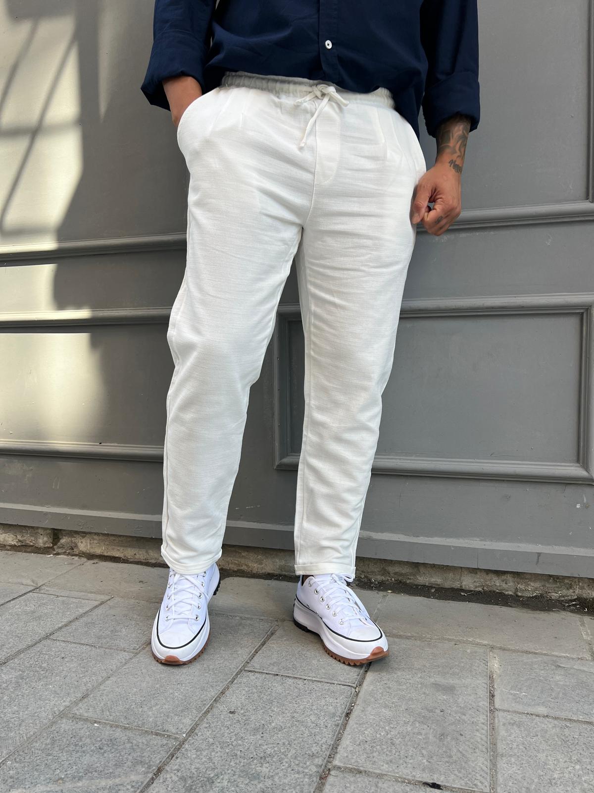 Duble Paça Keten Pantolon