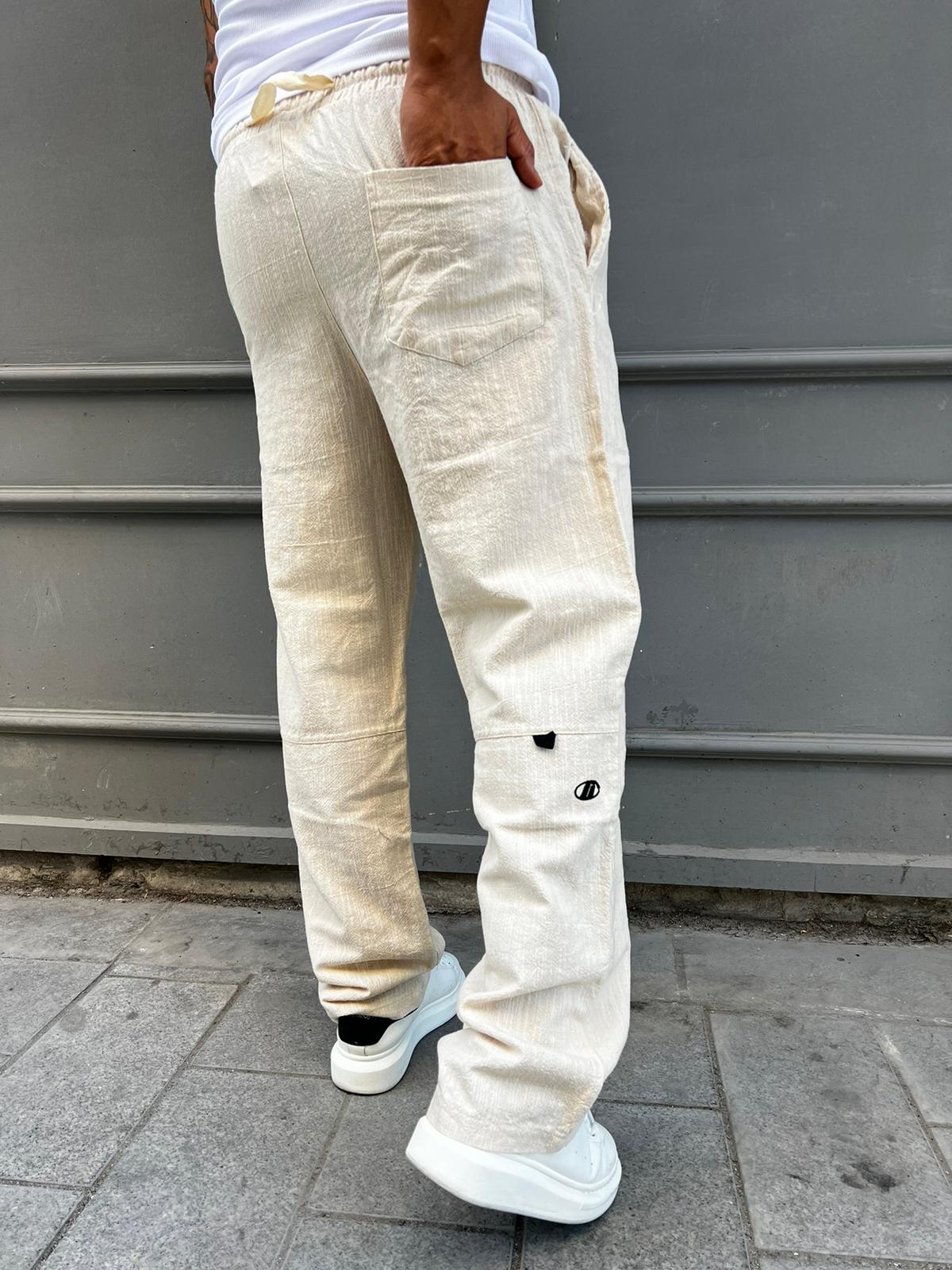 G Nakışlı Keten Pantolon GG:01