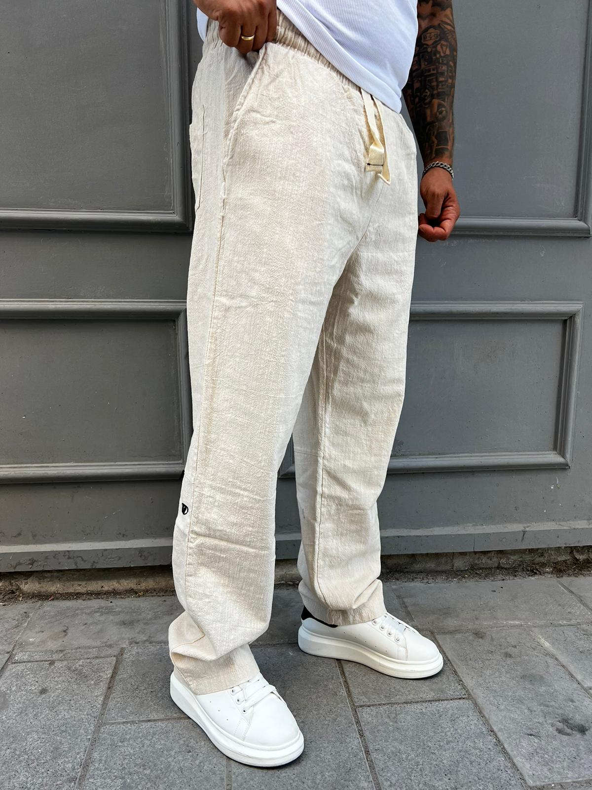 G Nakışlı Keten Pantolon GG:01